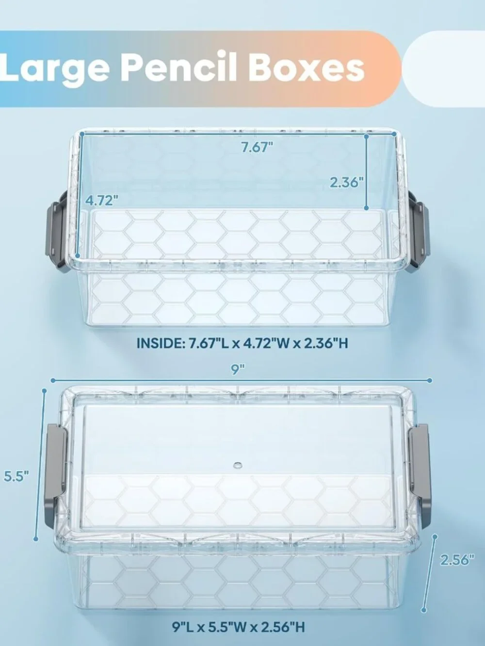 8 Pack Clear Pencil Case Set - Stackable Craft Organizers for Art Supplies